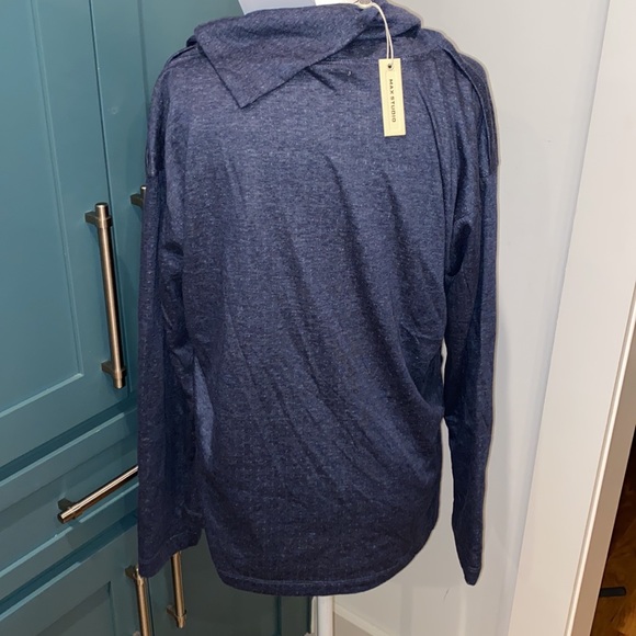 NWT Max Studio Long Sleeve Split Neck Pullover in Indigo - Picture 7 of 7